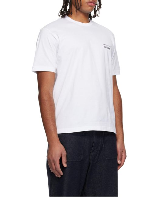 Comme des Garçons White Comme Des Garçons Homme Logo Printed Crewneck T-Shirt for men