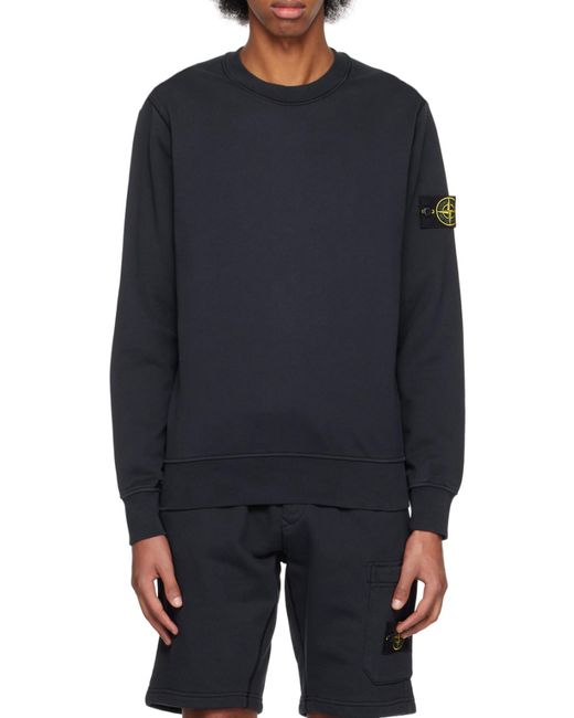 Stone Island Blue Compass Patch Crewneck Sweatshirt for men