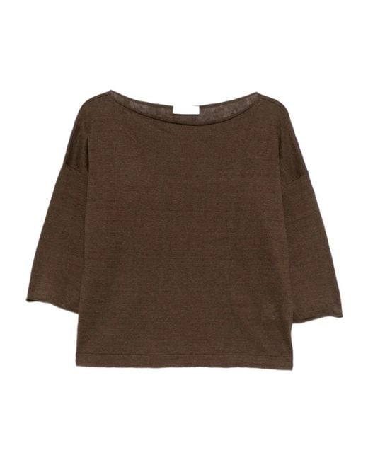 Roberto Collina Brown Boat Neck Knitwear