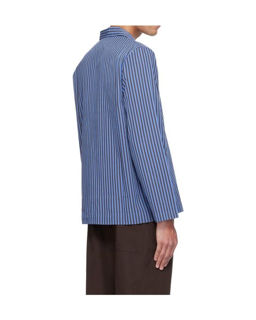Tekla Blue Striped Pajama Shirt for men
