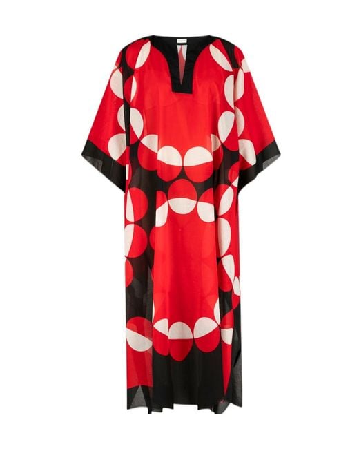 Dries Van Noten Red Cartland Geometric Kaftan