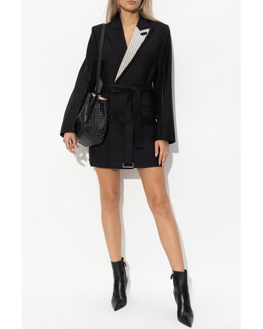 Victoria Beckham Black Double-Breasted Long Sleeved Mini Dress