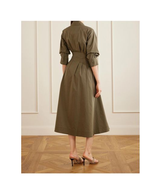 Jonathan Simkhai Gray Jazz Pintucked Cotton-Blend Poplin Midi Shirt Dress
