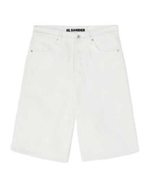 Jil Sander White Denim Shorts for men