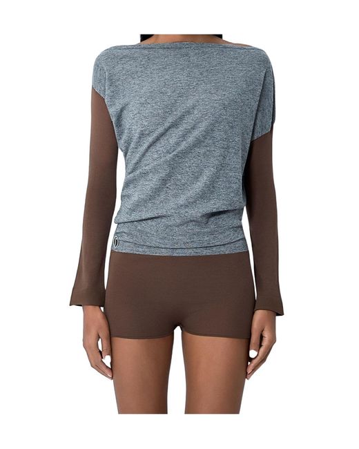 Kiko Kostadinov Blue Heiss Off-Shoulder Knit Bodysuit