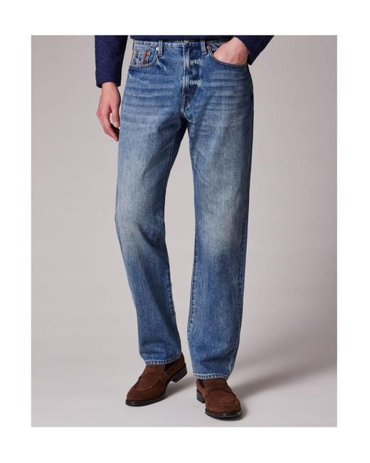 Paul Smith Blue Relaxed Tapered-Fit Vintage-Wash Jeans for men