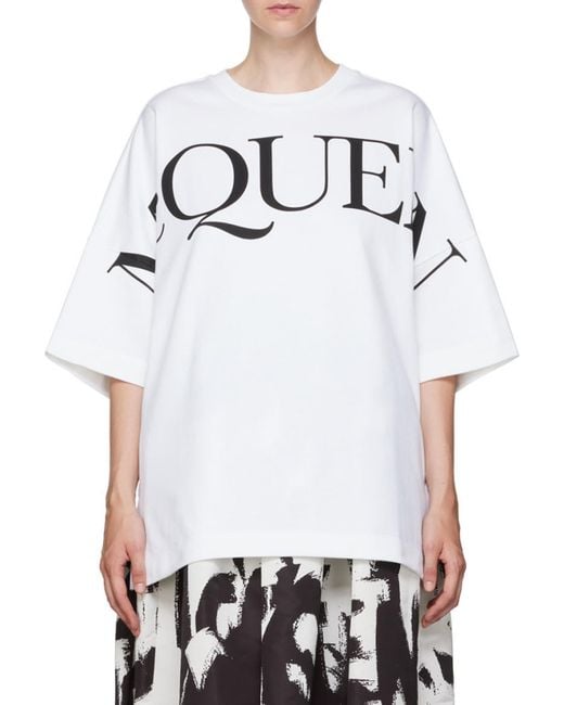 McQueen White Logo Printed Crewneck T-Shirt
