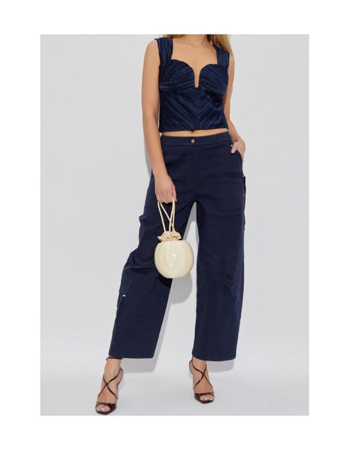 Cult Gaia Blue Belt Loop Casual Pants