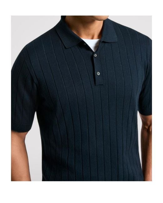 Peserico Blue Ribbed Polo for men