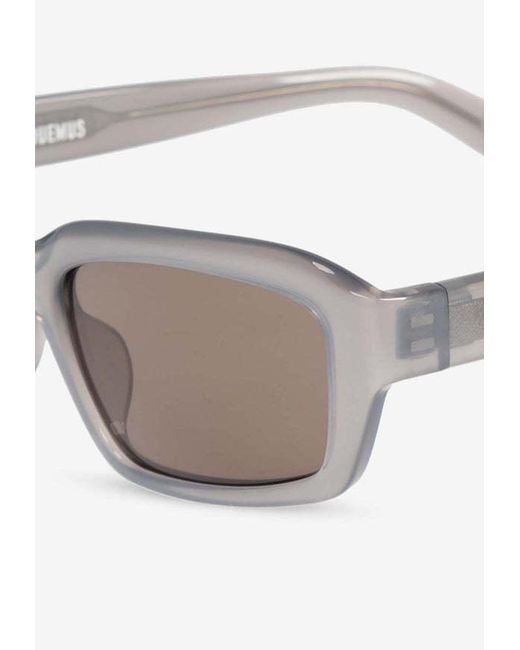 Jacquemus White Rectangular Sunglasses