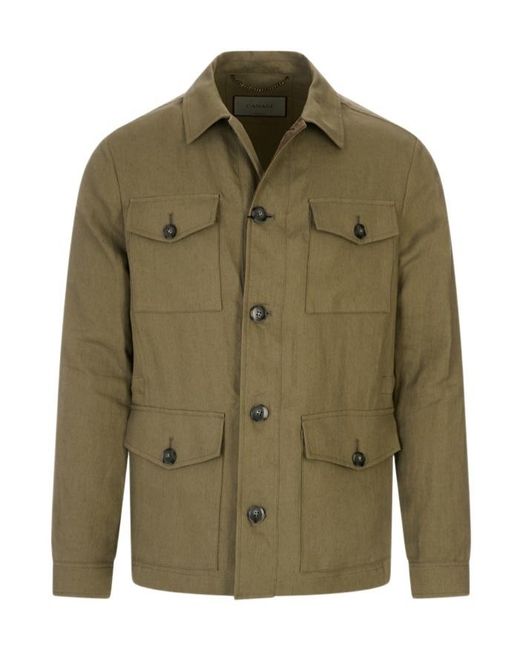 Canali Green Button-Up Jacket for men
