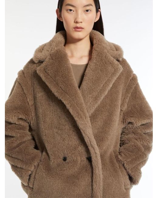 Max Mara Brown Espero Faux-Fur Double-Breasted Coat