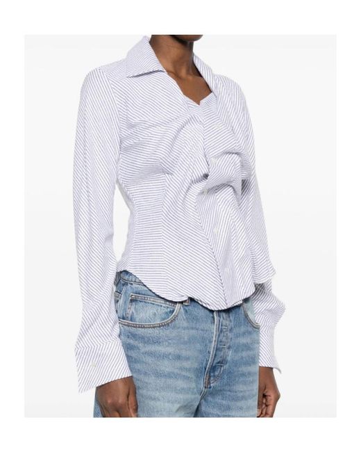 Vivienne Westwood White Drunken Pinstriped Buttoned Shirt