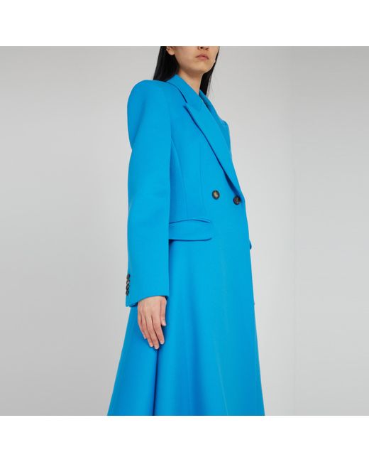 Alexander McQueen Blue Long-Sleeved Lapel Coat