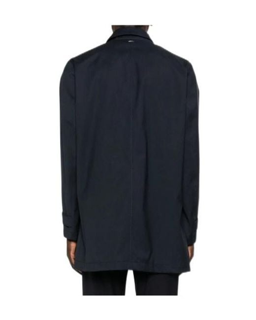 Herno Blue Single-Breasted Trench Coat for men