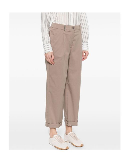 Peserico Gray Cuffed Straight-Leg Pants