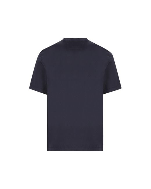 C P Company Blue Logo Printed Crewneck T-Shirt for men