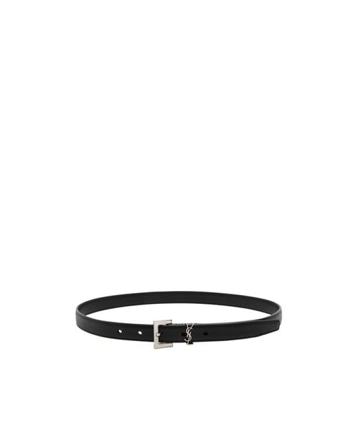 Saint Laurent White Logo Leather Belt
