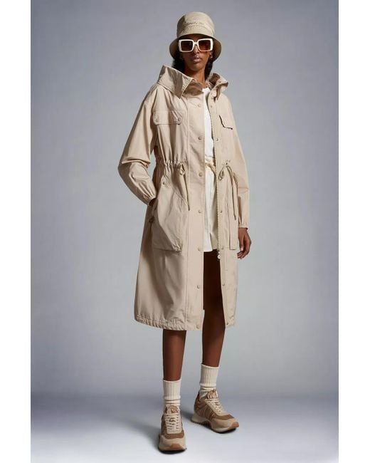 Moncler Natural Mantio Hooded Long Parka Jacket