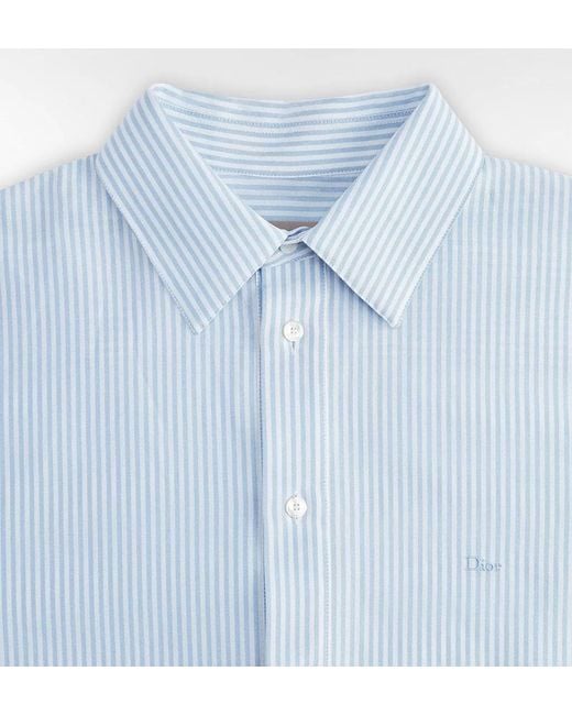 Dior Blue Striped Collared Short-Sleeve Shirt for men