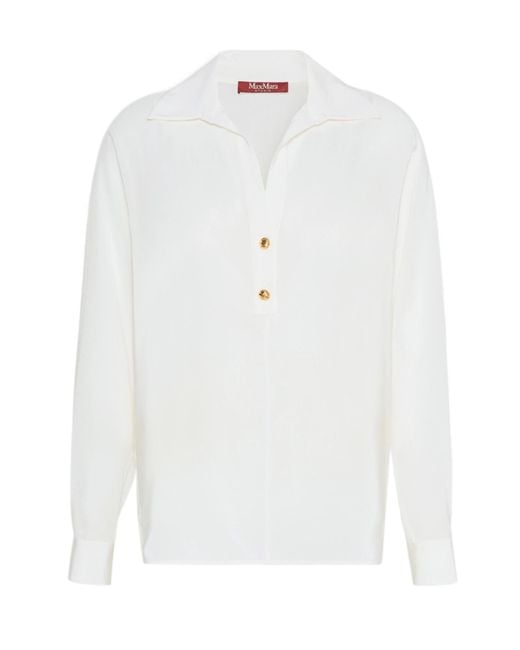 Max Mara White Long-Sleeve Polo Shirt