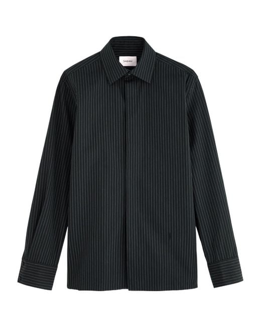 Saint Laurent Black Stripe Cotton Shirt for men