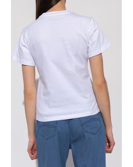 Emporio Armani White Graphic-Embroidery Logo-Print T-Shirt