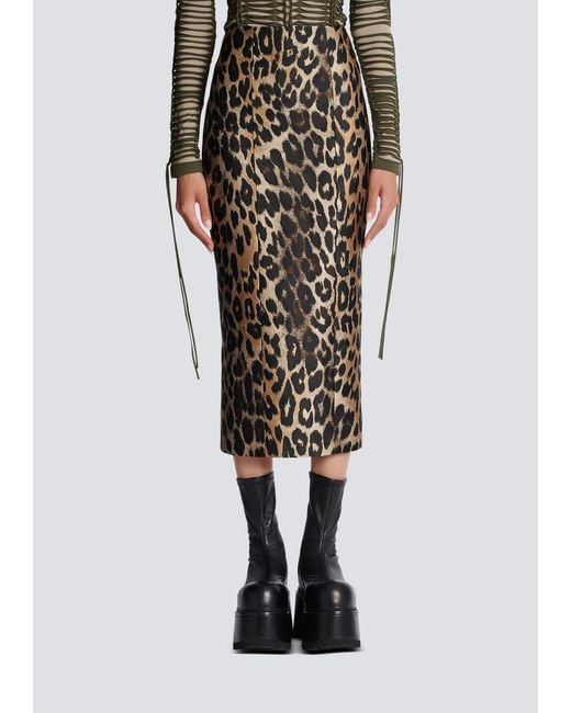 Balmain Multicolor Animal-Printed Midi Skirt