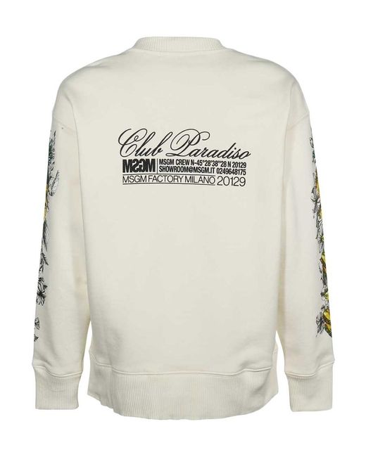 MSGM White Club Paradiso Printed Sweatshirt for men