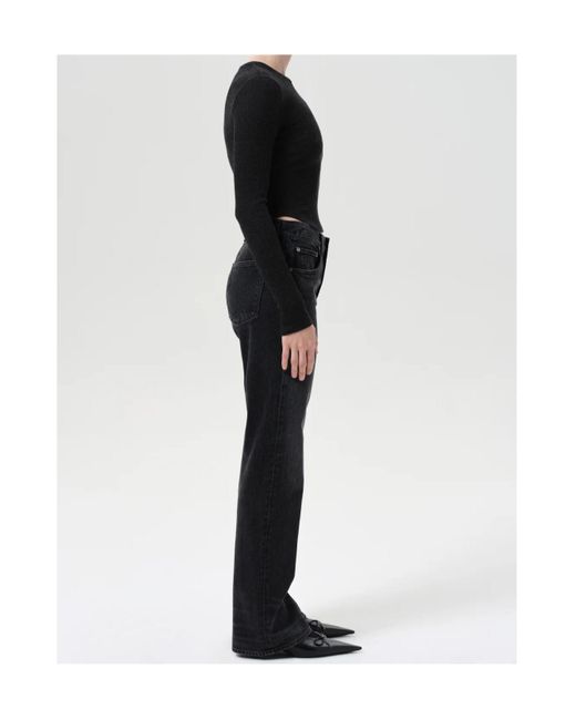 Agolde Black Mid-Rise Flared Leg Jeans