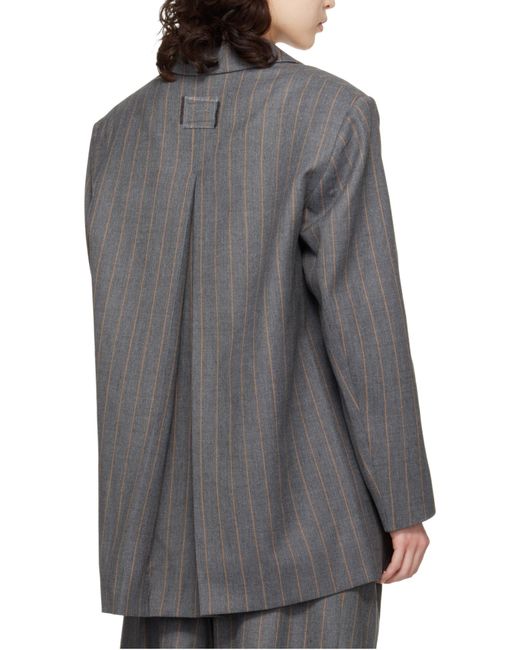 Ganni Gray Striped Blazer