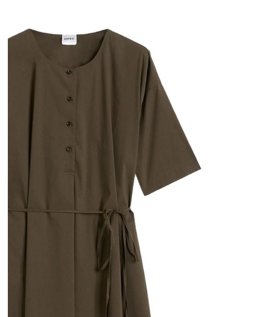 Aspesi Green Button-Down Short-Sleeved Dress