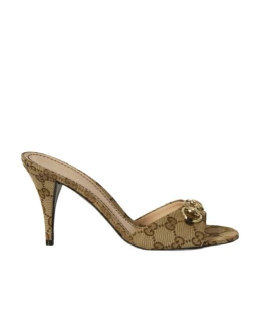 Gucci Natural Horsebit Slide Sandals