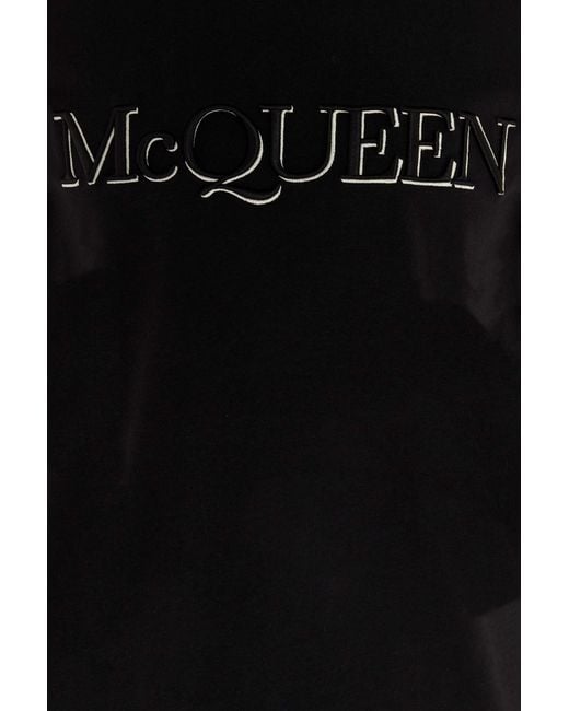 McQueen Black Logo Embroidered T-Shirt for men