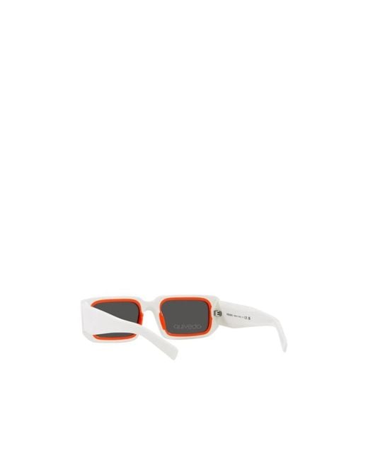 Prada White Eyewear Rectangular Frame Sunglasses for men