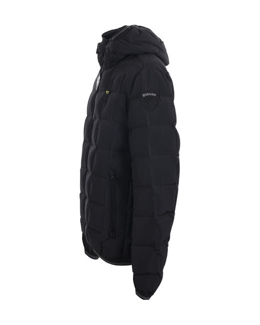 Blauer Usa Black Blauer Quilted Hooded Down Jacket for men