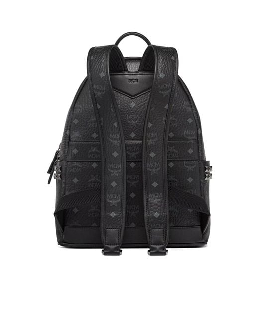 MCM Black All-Over Logo-Printed Zipped Backpack