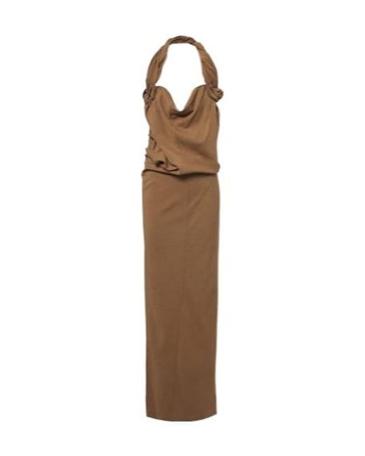 Magda Butrym Brown Floral-Appliqué Wool-Blend Gown
