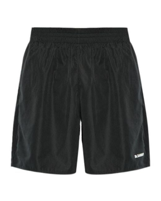 Jil Sander Black Logo Printed Shorts for men