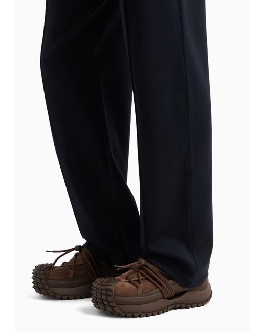 Emporio Armani Blue Straight-Leg Twill Trousers for men