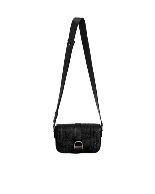 Dior Black Mini Saddle Heritage Messenger Bag With Flap for men