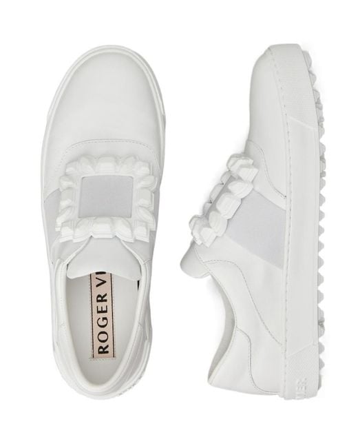 Roger Vivier White Very Vivier Rubber Buckle Sneakers