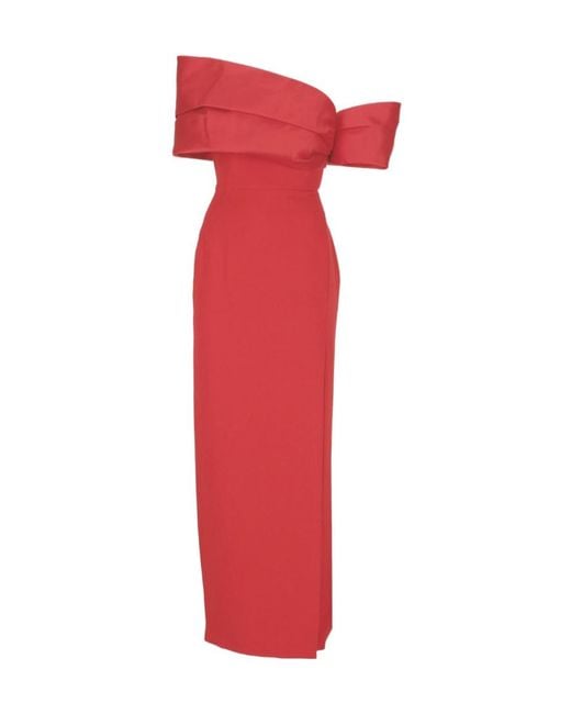 Solace London Red London The Alexis Off-Shoulder Maxi Dress