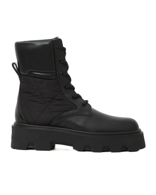 Moncler Black Lace-Up Ankle Boots