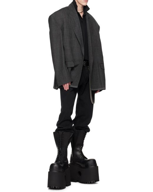 Balenciaga Black Check Detailed Tailored Jacket for men