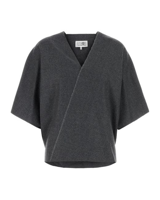 MM6 by Maison Margiela Gray V-Neck Knitted Top