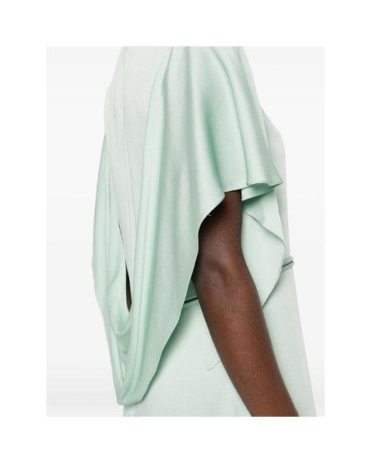 Fabiana Filippi Green Draped Asymmetric Midi Dress