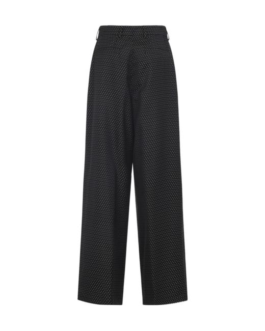 Dries Van Noten Black Dot Printed Straight-Leg Trousers