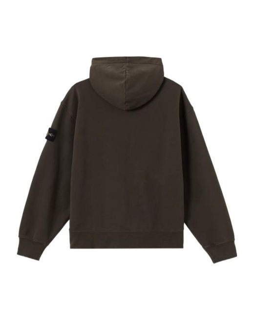 Stone Island Gray Oversized-Fit Zip-Up Hooded Sweatshirt Witth Pockets for men