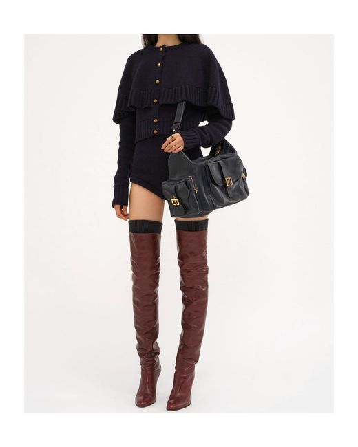 Chloé Blue Wool And Cashmere High-Rise Mini Shorts